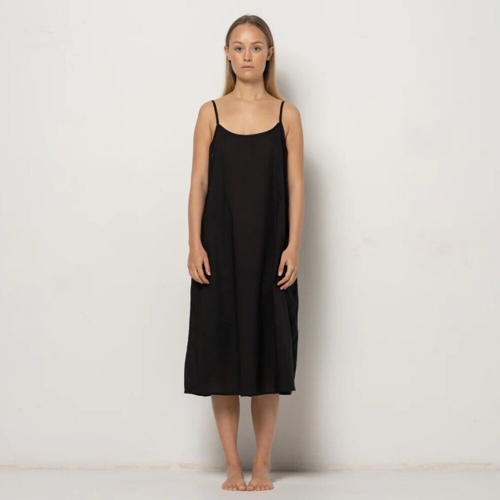 MOCHA Thea Midi Dress Black Cotton $204 NWT XS/S